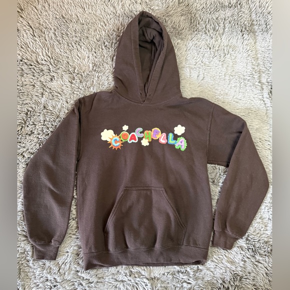 Coachella Tops - Coachella Valley Music & Arts Festival 2023 Hoodie Brown Graphic Pullover Size S